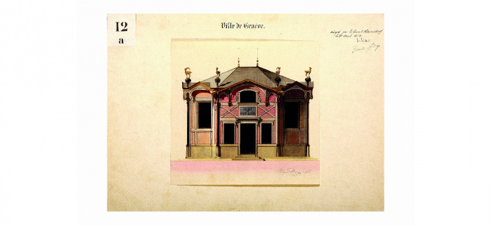 Pavillon abritant le relief, 1854. © Archives du DACM, Ville de Genève