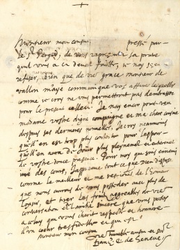 Lettre de François de Sales à "Monsieur mon cousin", été 1609.