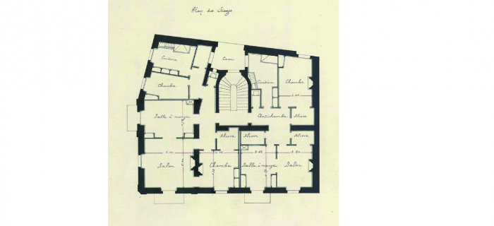 Plan d'étage-type d'un immeuble de la ceinture Fazyste, Bibliothèque de Genève