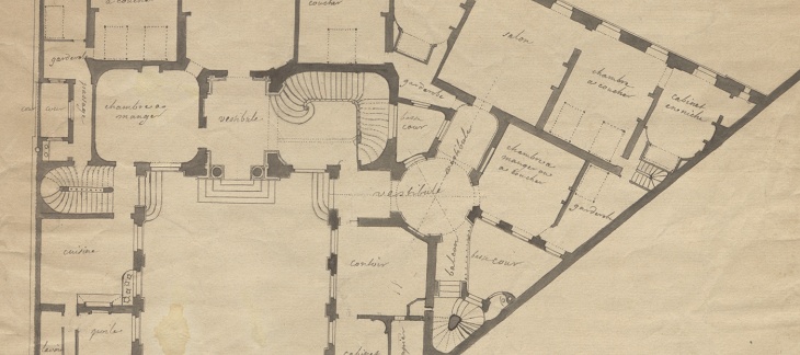 Projet pour l'hôtel Sellon, plan du rez-de-chaussée, vers 1719. AEG; Office du patrimoine et des sites, O. Zimmermann