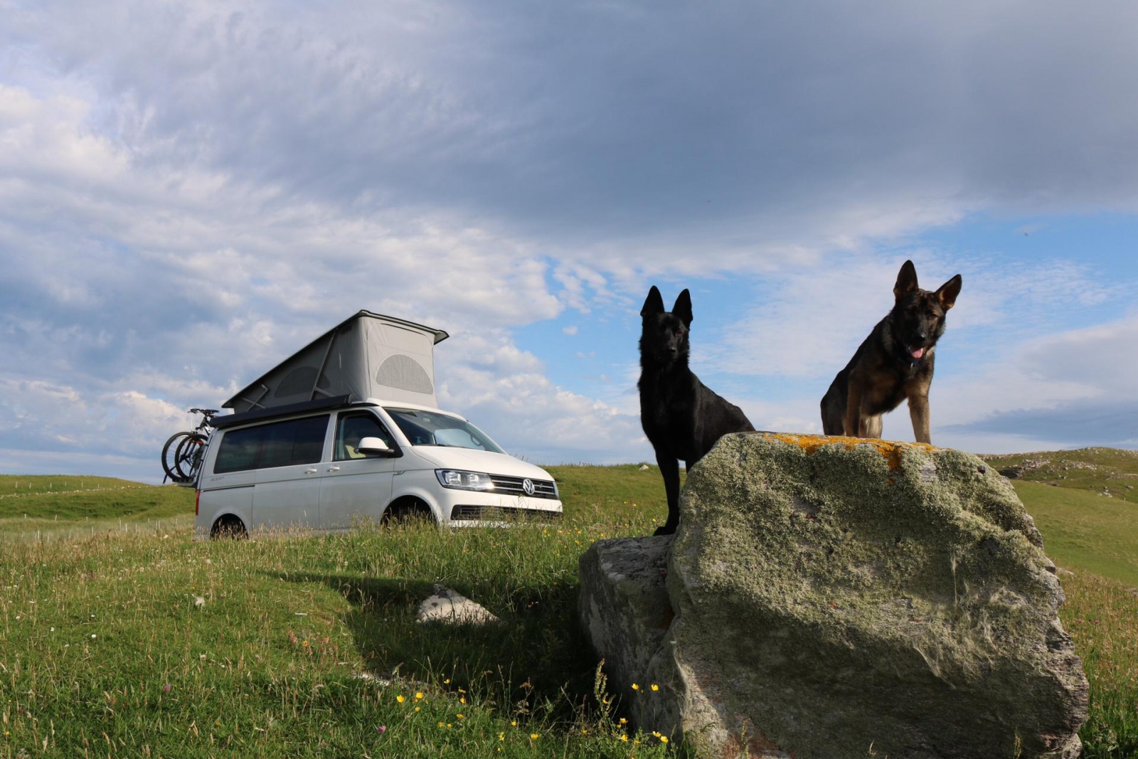 Nox et Kaès devant le camping car