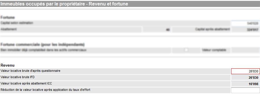 Valeur locative - Immeubles occupés par le propriétaire