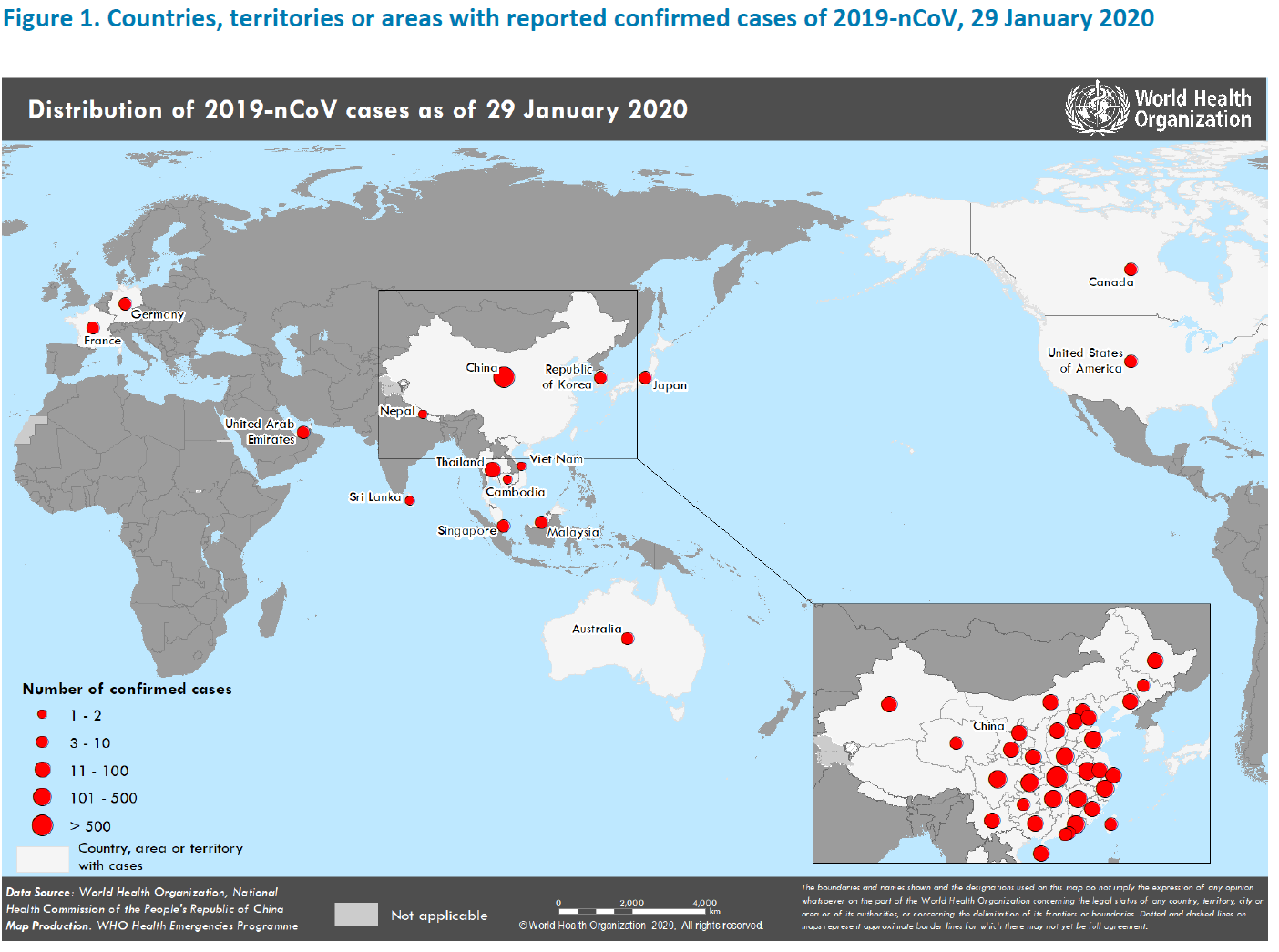 Carte des cas confirmée de coronavirus