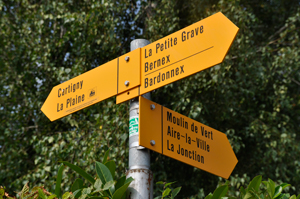 Panneau indicateur de chemin de randonée pédestre