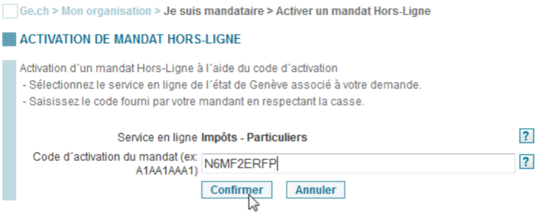 Activation du mandat hors-ligne