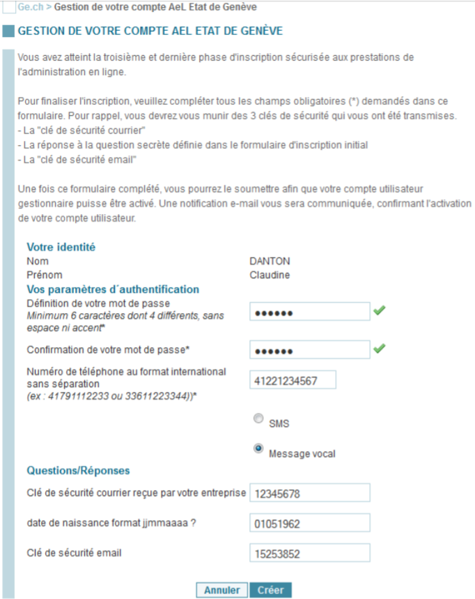 Gestion du compte e-démarches