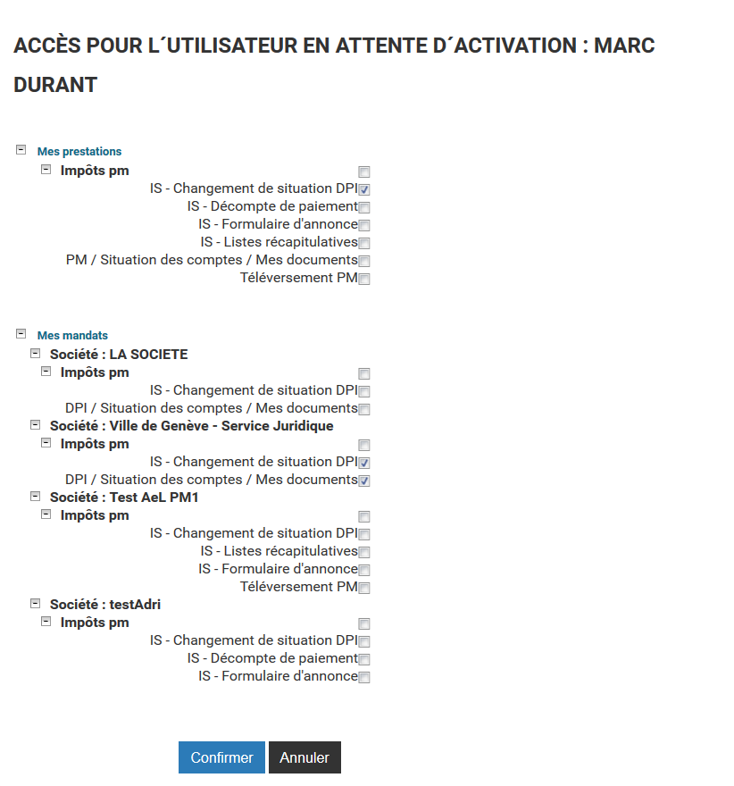 Ajout d'un utilisateur en attente d'activation
