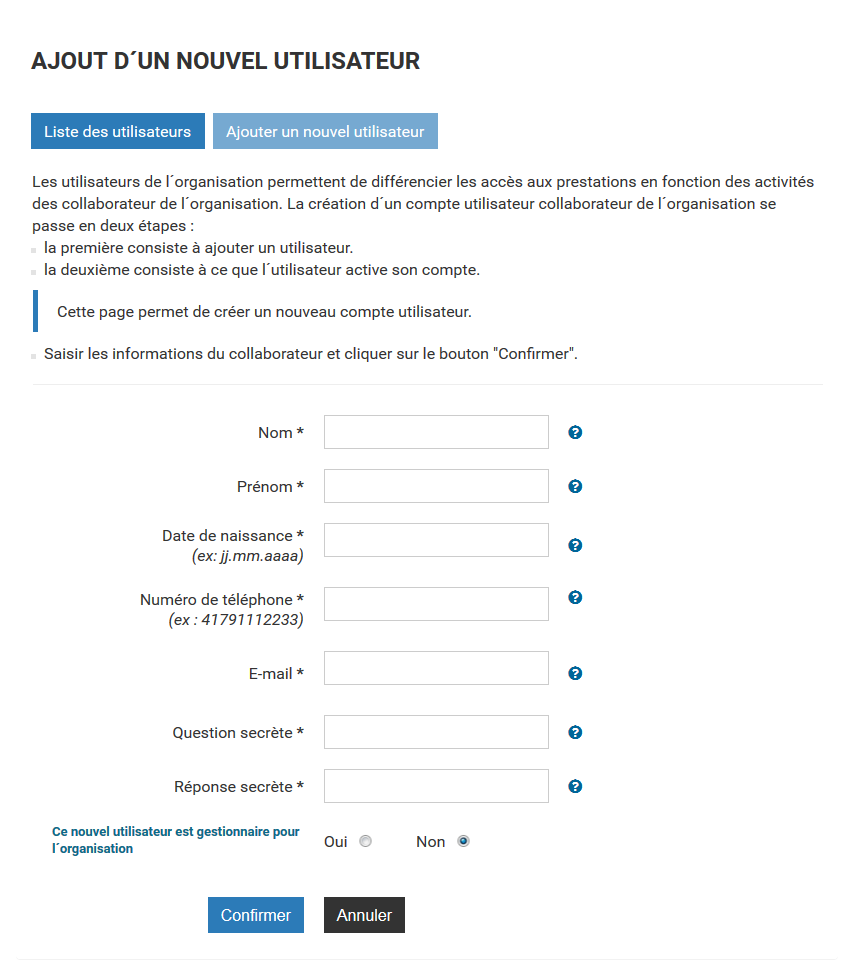 Ajouter un nouvel utilisateur