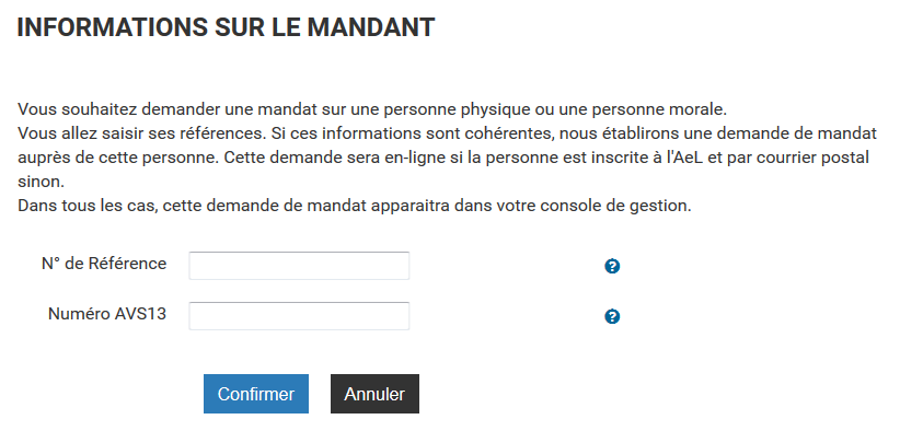 Informations sur le mandant
