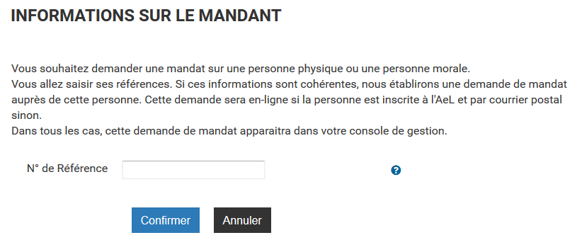 Informations sur le mandant