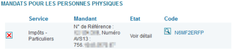 Mandats pour les personnes physiques