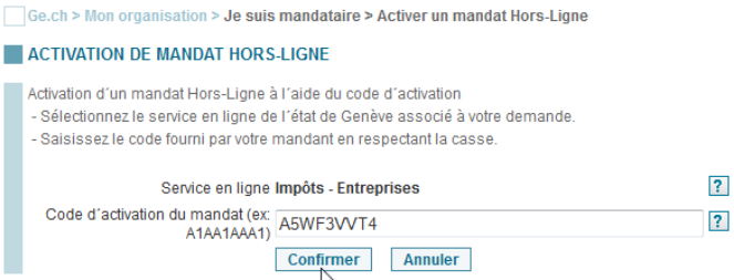 Activation du mandat hors-ligne