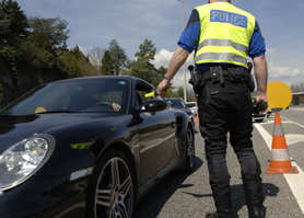 contrôle de police sur une route