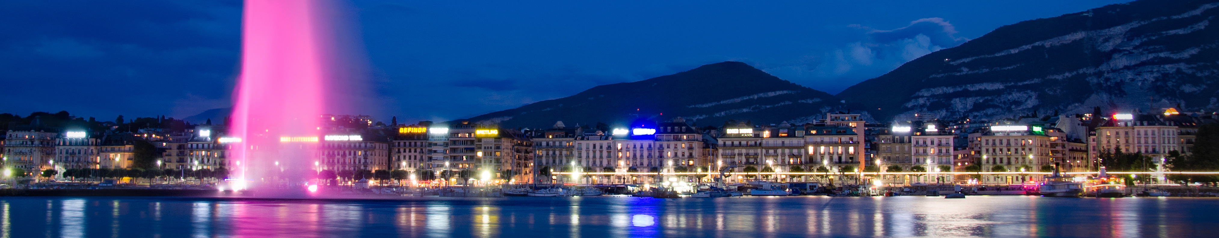Illustration Genève Rade de nuit