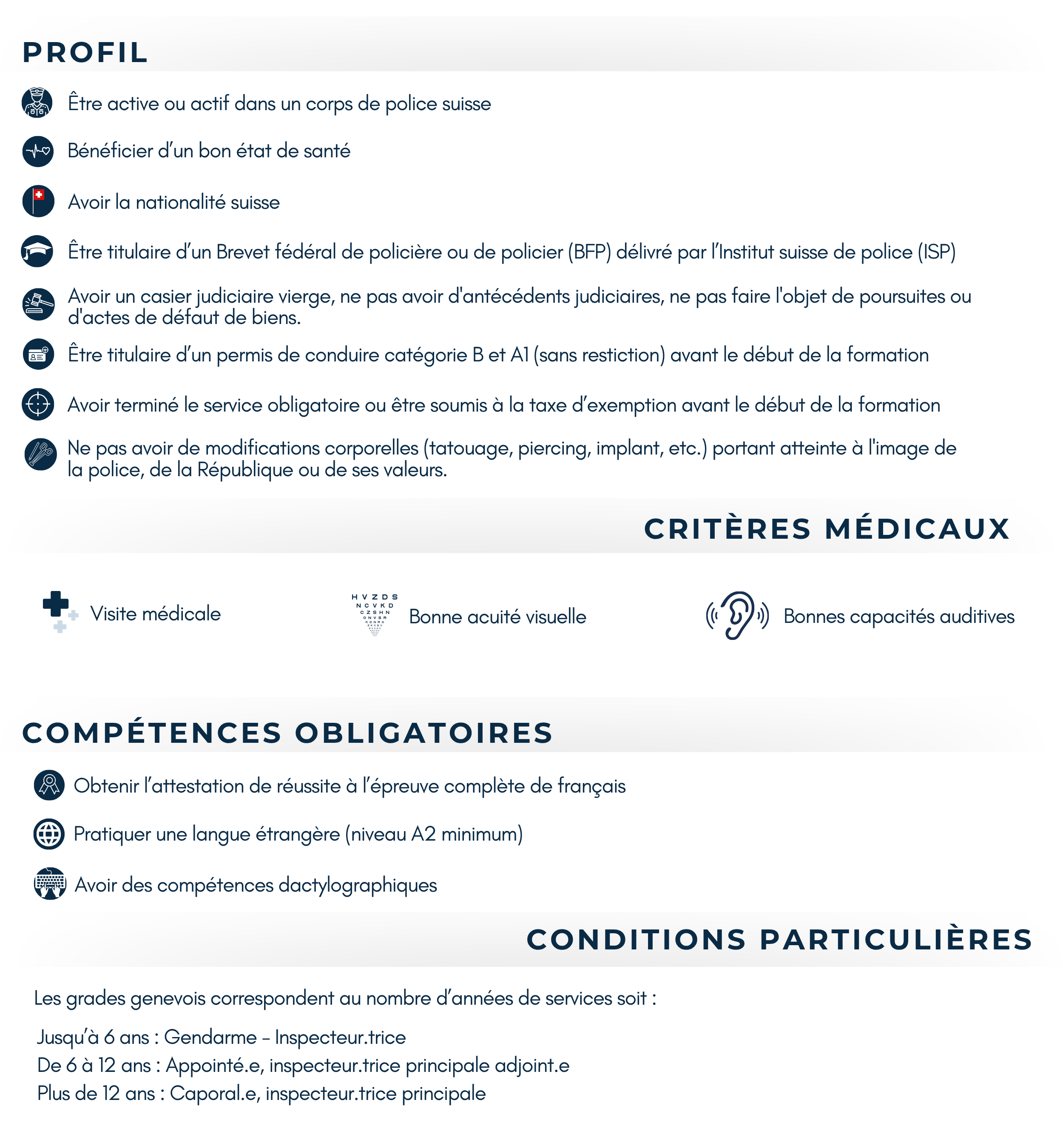 Conditions pour postuler