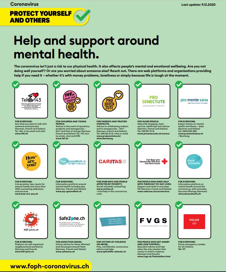Help and support around mental health