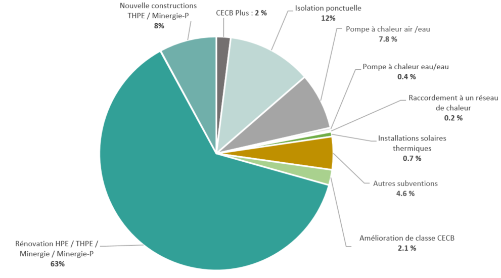 Typologies des projets réalisés en 2021 (par rapport aux montants investis)