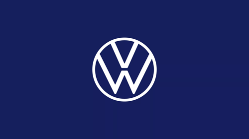 Logo VW blanc sur fond bleu