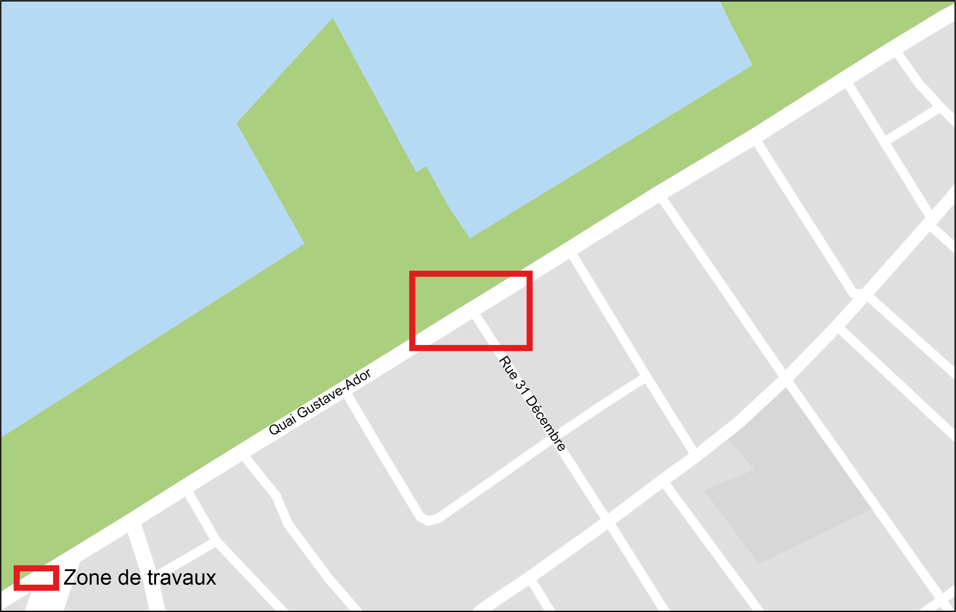 Zone de travaux - Quai Gustave-Ador/rue du 31-Décembre