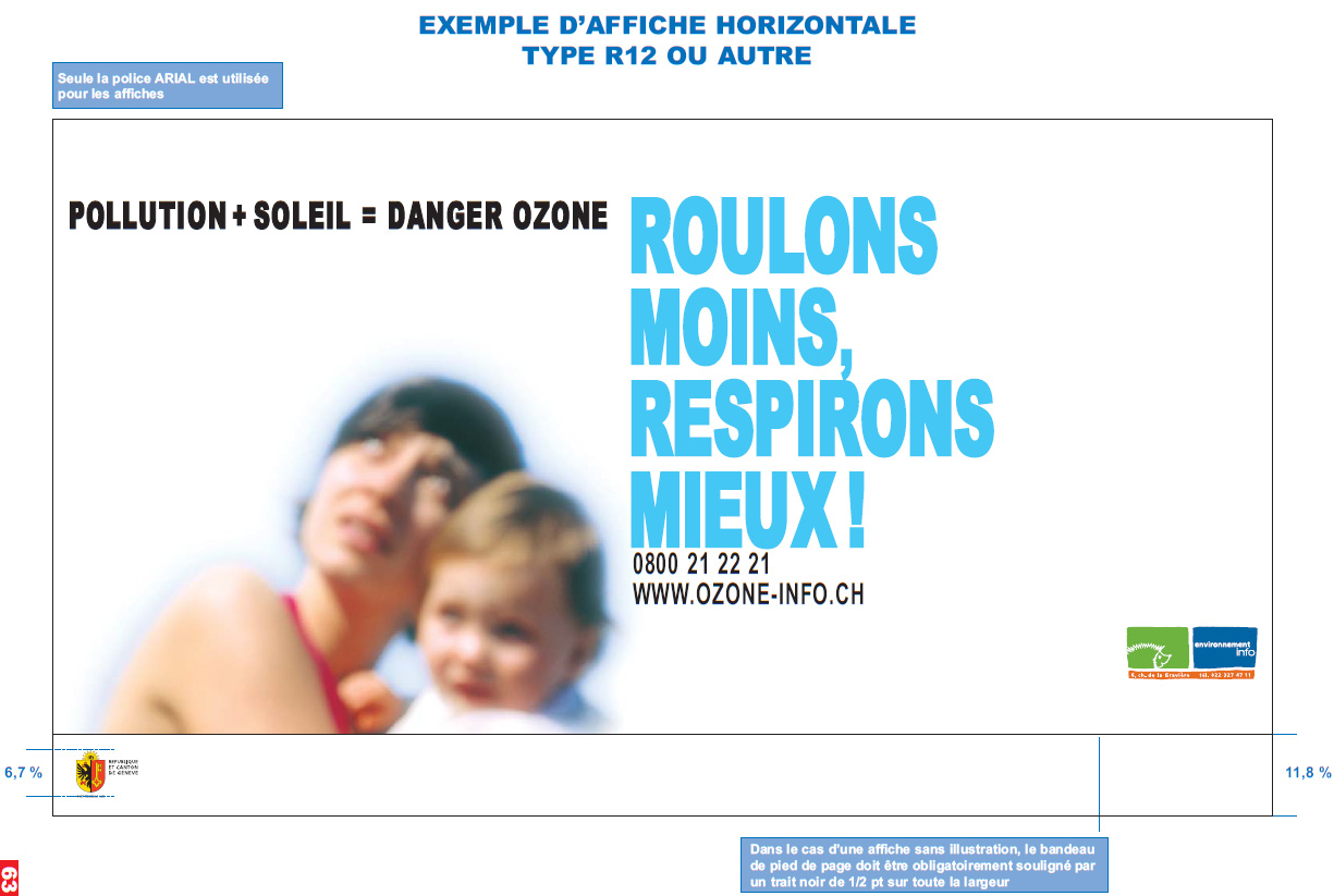Modèle affiche "Roulons moins, respirons mieux" horizontale