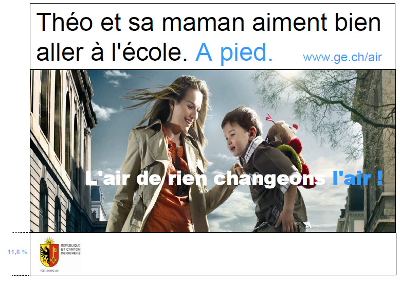 Modèle d'annonce presse "Théo et sa maman aiment bien aller à l'école à pied"
