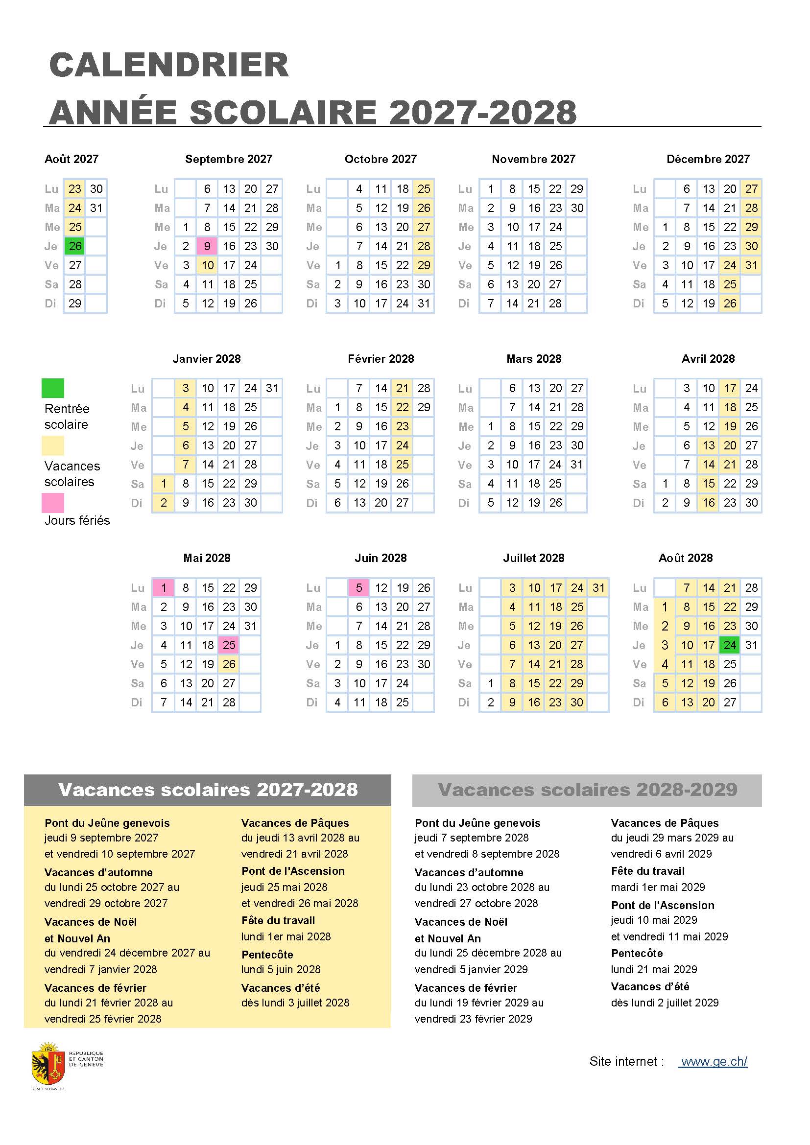 Vacances Scolaires 2027 2028 Ge ch Vacances Scolaires 2027 2028 Ge ch