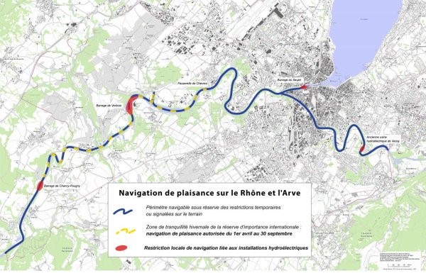 Carte de navigation sur le Rhône