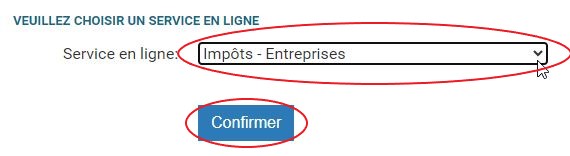 Bonton Confirmer impots entreprise bouton