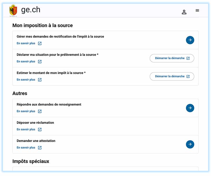 Autres fonctionnalitlés sur la page e-démarches fiscales