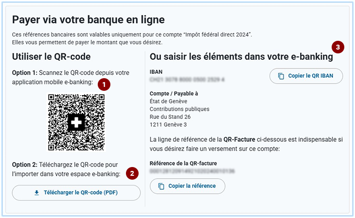 Copie écran "Payer via votre banque en ligne"