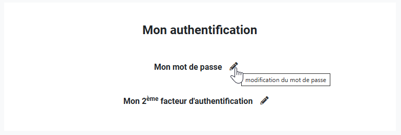 Ecran de changement de mode d'authentification