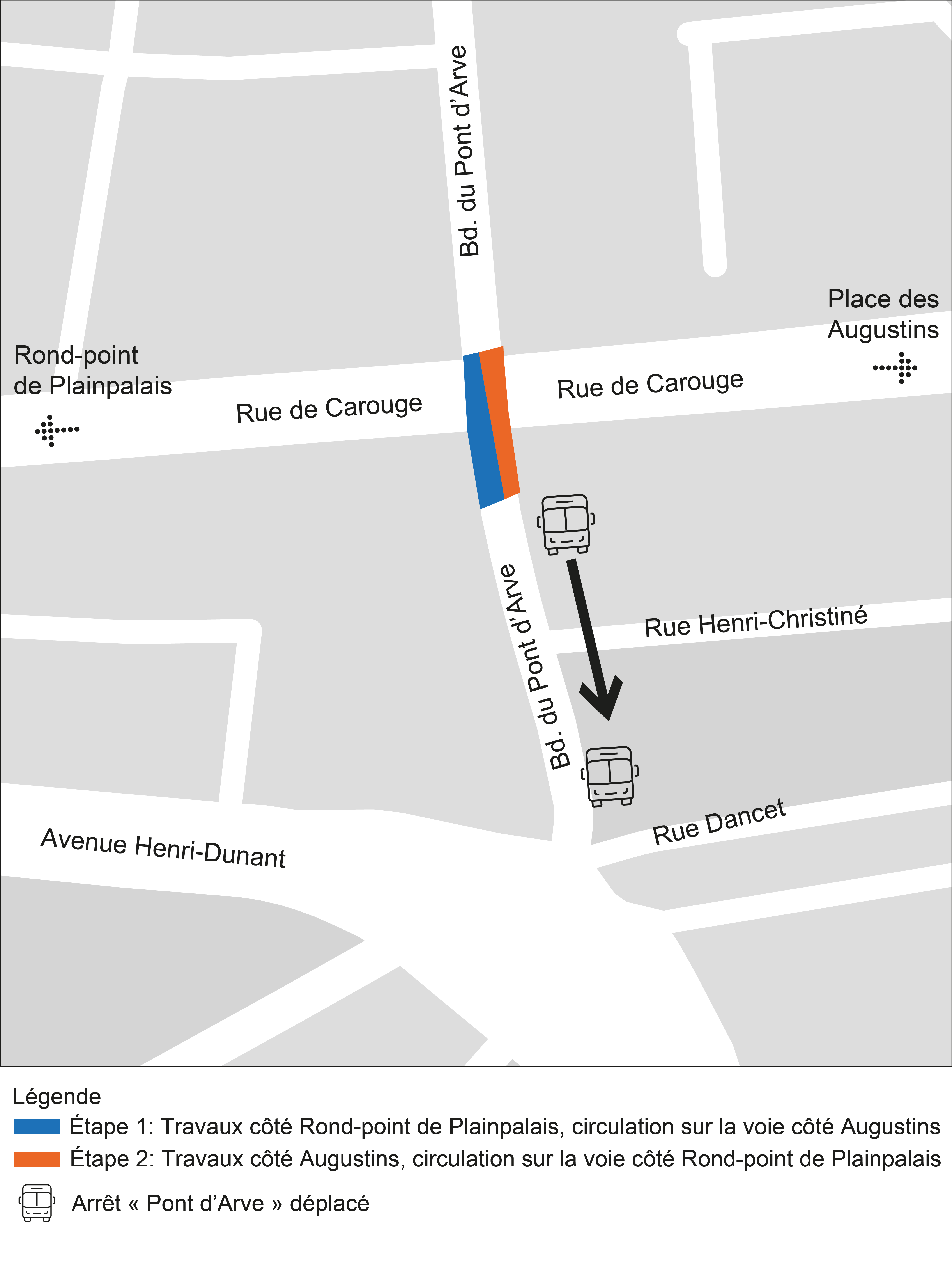 Infographie chantier rue de Carouge - Boulevard du Pont d'Arve