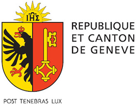 Armoiries officielles de la République et canton de Genève avec texte en français