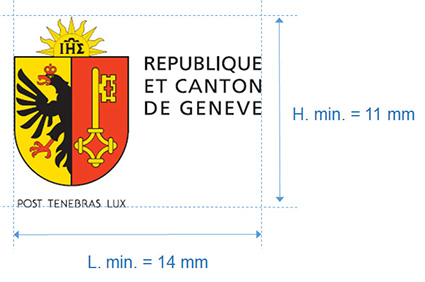 Armoiries officielles de la République et canton de Genève avec dimensions