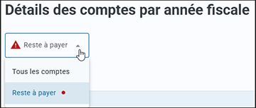 Liste déroulante des statuts des comptes