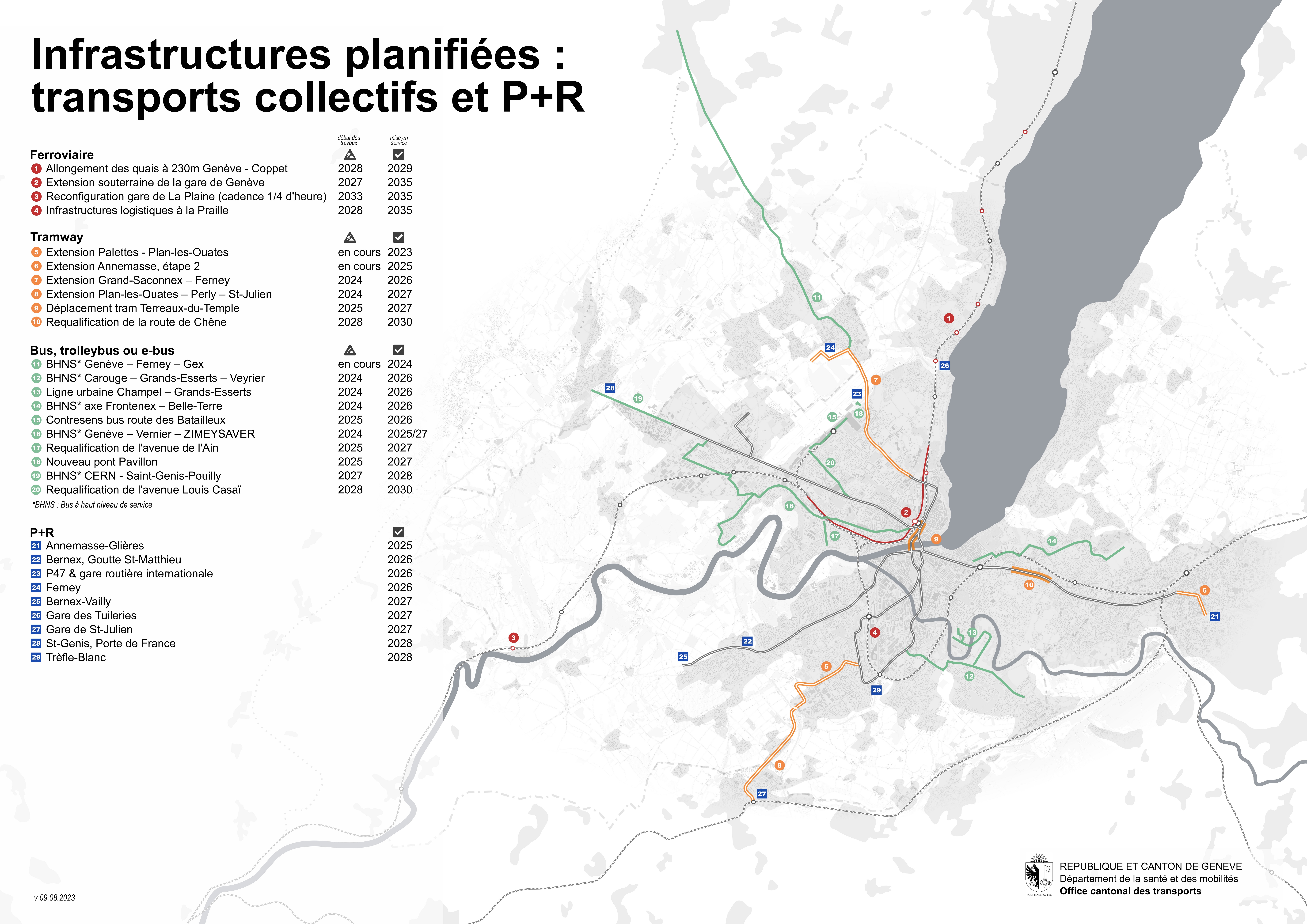 Infrastructures planifiées - transports collectifs