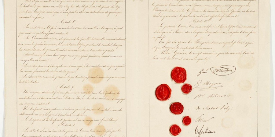 crédit / Archives fédérales suisses Sixième et septième pages de la Convention de Genève du 22 août 1864