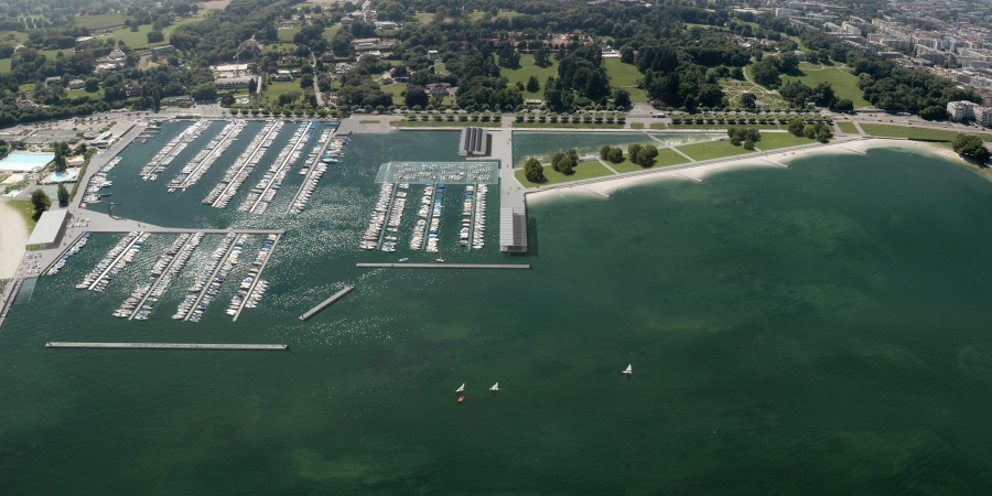le port de la plage publique des Eaux-Vives