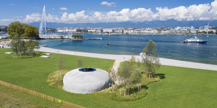 Un des deux îlots sanitaires de la Plage Publique des Eaux-Vives Aménagements Plage Publique Eaux-Vives
