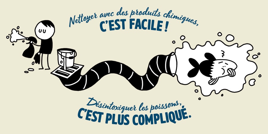 Nettoyer avec des produits chimiques, c'est facile ! Désintoxiquer les poissons, c'est plus compliqué. Nettoyer avec des produits chimiques, c'est facile ! Désintoxiquer les poissons, c'est plus compliqué.