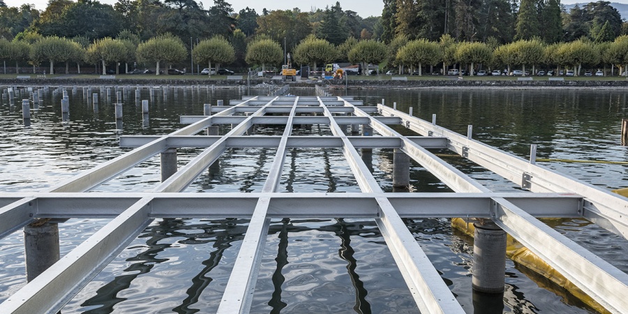 Chantier du Chantier du Port de la Plage Publique des Eaux-Vives, septembre 2018. © Serge Fruehauf Port Plage Publique Eaux-Vives