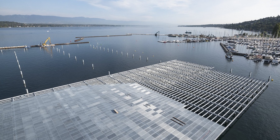 Chantier du Port de la Plage Publique des Eaux-Vives, septembre 2018. © Serge Fruehauf Port Plage Publique Eaux-Vives