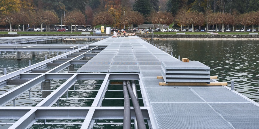 Chantier du Port de la Plage Publique des Eaux-Vives, novembre 2018. © Serge Fruehauf Port Plage Publique Eaux-Vives