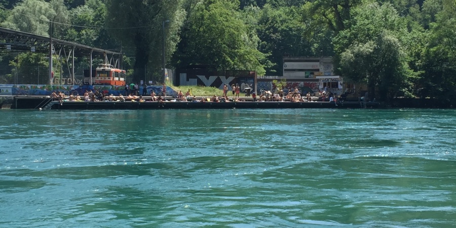 La Baignade du Rhône - Ponton en rive gauche (Sentier des Saules) La Baignade du Rhône