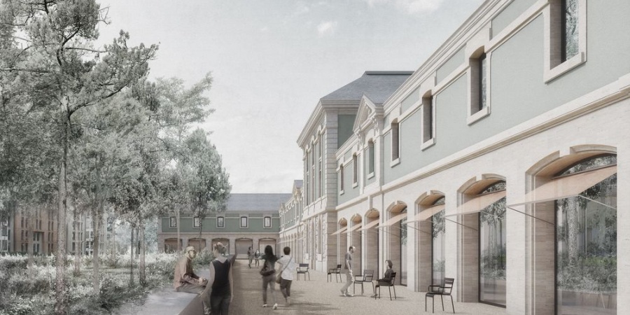 La salle de consultation s'ouvrira sur une sorte de cloître arborisé (© Pont12 architectes) Le futur Hôtel des Archives de Genève