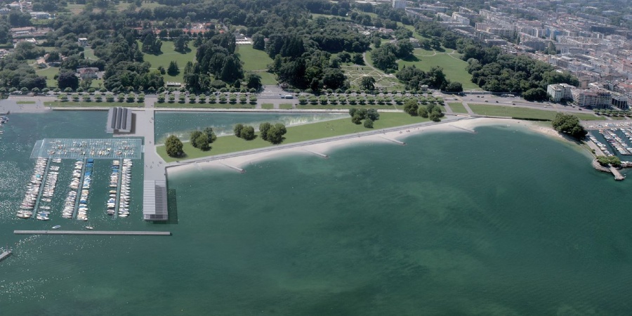 Visuel indicatif de la Plage Publique des Eaux-Vives © Archigraphie.ch Port Plage Publique Eaux-Vives