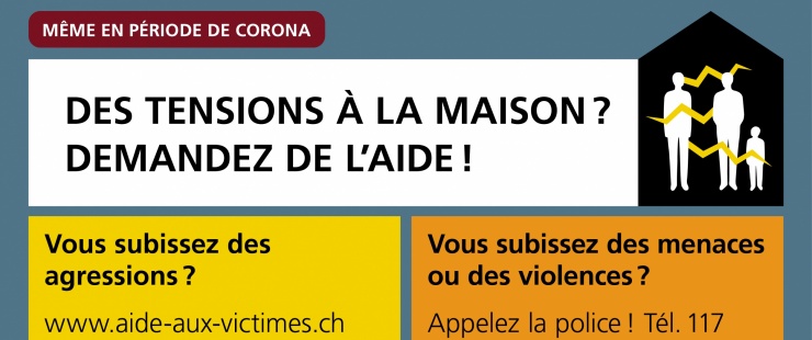 carrés avec les information sur la prise en charge des violences domestiques