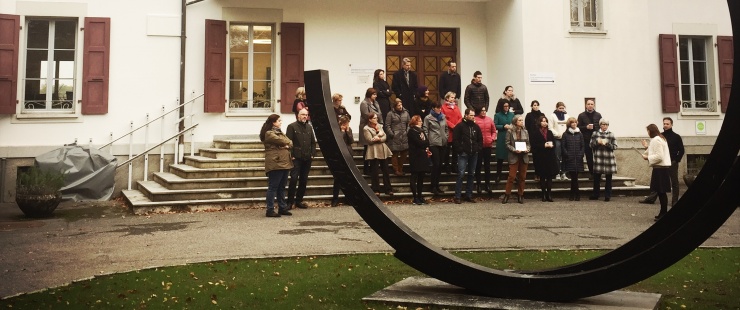 Vernissage de l'oeuvre de Bernar Venet devant l'OCCS Vernissage de l'oeuvre de Bernar Venet