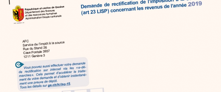Votre demande de rectification de l'impôt source 2019 Rappel concernant le délai de retour de votre demande de rectification 2019
