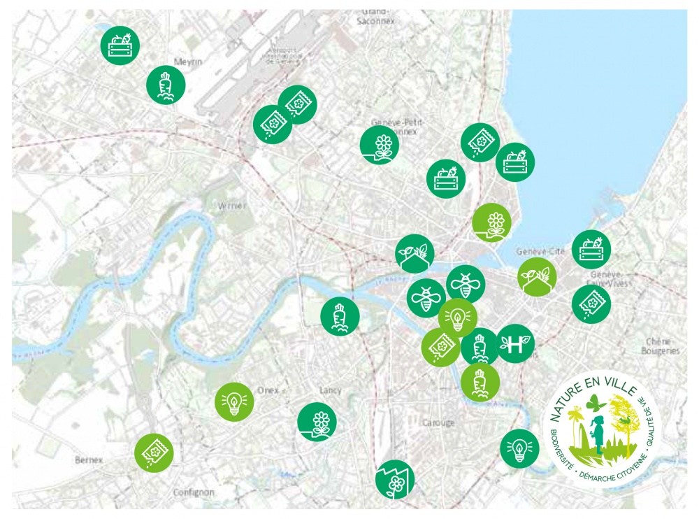 Carte de situation des projets lauréats du concours 2020 Nature en ville